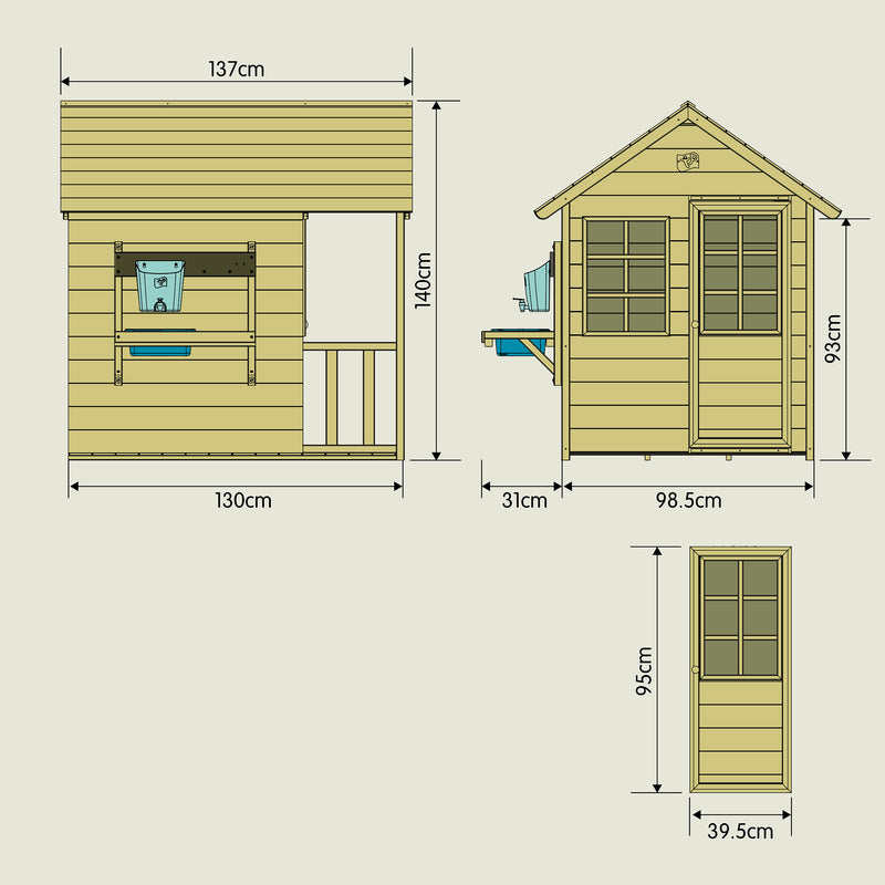 Maisonnette chalet prairie tp + cuisine extérieure  137 x 98,5 x 140 cm