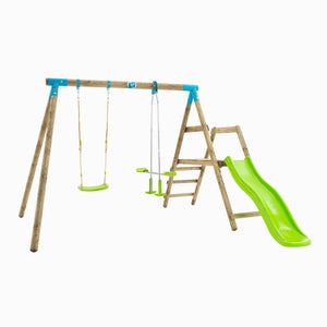 Station palmier  balançoire / vis-à-vis / toboggan / kit d'ancrage h.209 cm