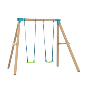 Portique everest  bois carre 2 balançoires / kit d'ancrage h.243 cm