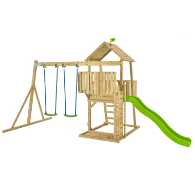 Aire de jeux en bois toboggan, cabane et bac à sable – TP Treehouse - TP  Toys