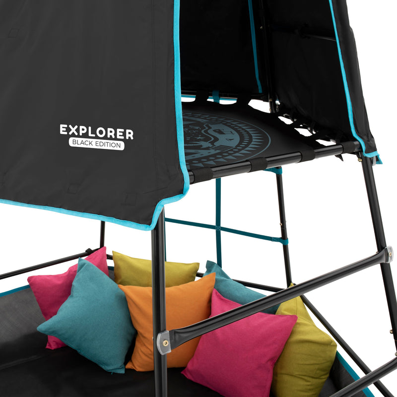 Aire de jeux métal explorer  black edition tour / tapis explorer / hublot / piscine à balles / kit d'ancrage h.201 cm