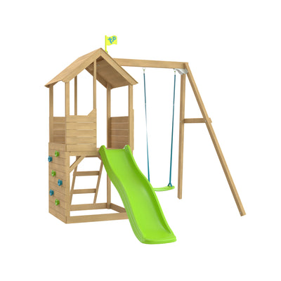 Aire de jeux d'extérieur en bois traité avec toboggan – TP Bambin